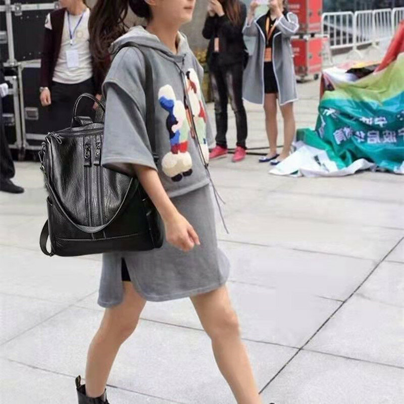 Backpack Women's 2023 New Korean Edition Trendy High Capacity Academy Style Mommy Backpack Versatile Women's Bag