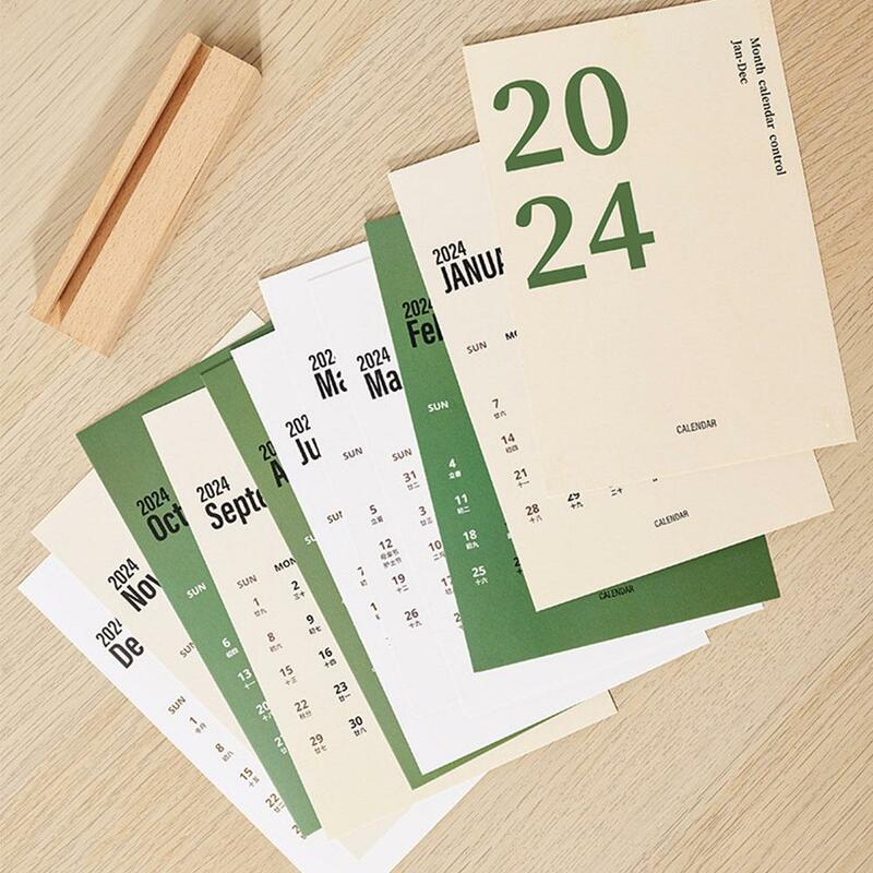 2024 Schreibtisch Kalender kreative Desktop-Ornamente Planer Dekoration Schul büro Memo frische Lieferungen Mode Tischplatte Mini M1V8