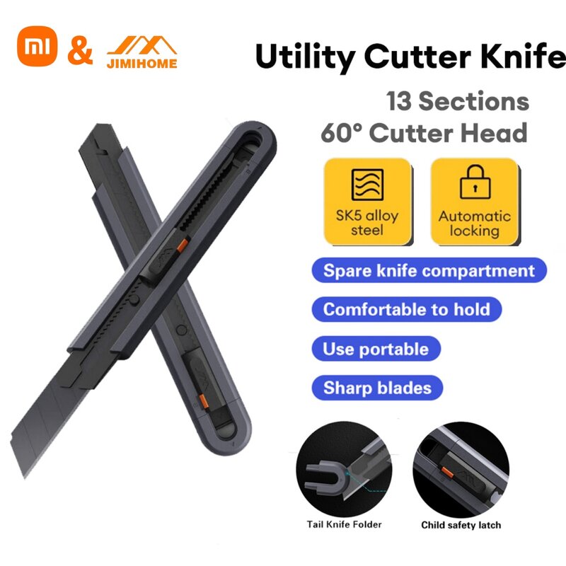 Xiaomi Jimi Tools Cutter Knife 17CM Handy Utility Knife Cutter coltello a lama a scatto in acciaio taglierina a lama larga JM-G12013