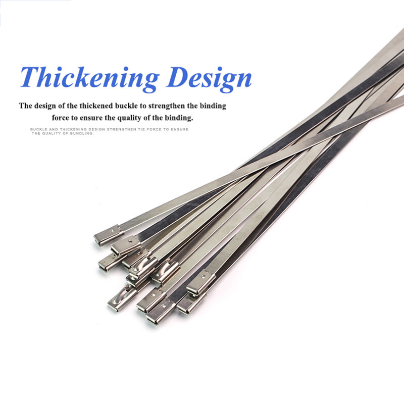 20 sztuk kabel ze stali nierdzewnej krawaty wydechowy Wrap samoblokujący kabel Zip Tie wielofunkcyjne metalowe opaski zaciskowe Tidy Organizer do kabli