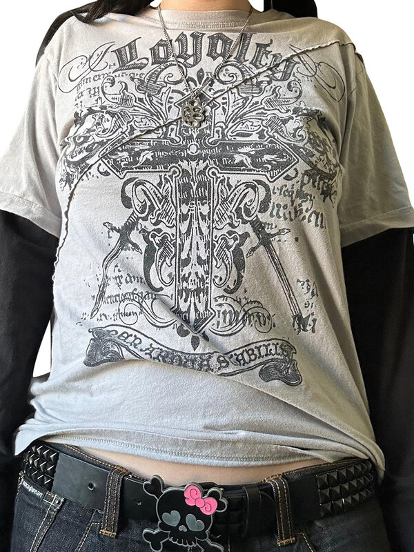 Women s Y2k Fairy Grunge Long Sleeve Oversized Shirts Fairycore Goth Baggy Shirts Retro Punk Loose Long Sleeve Tops