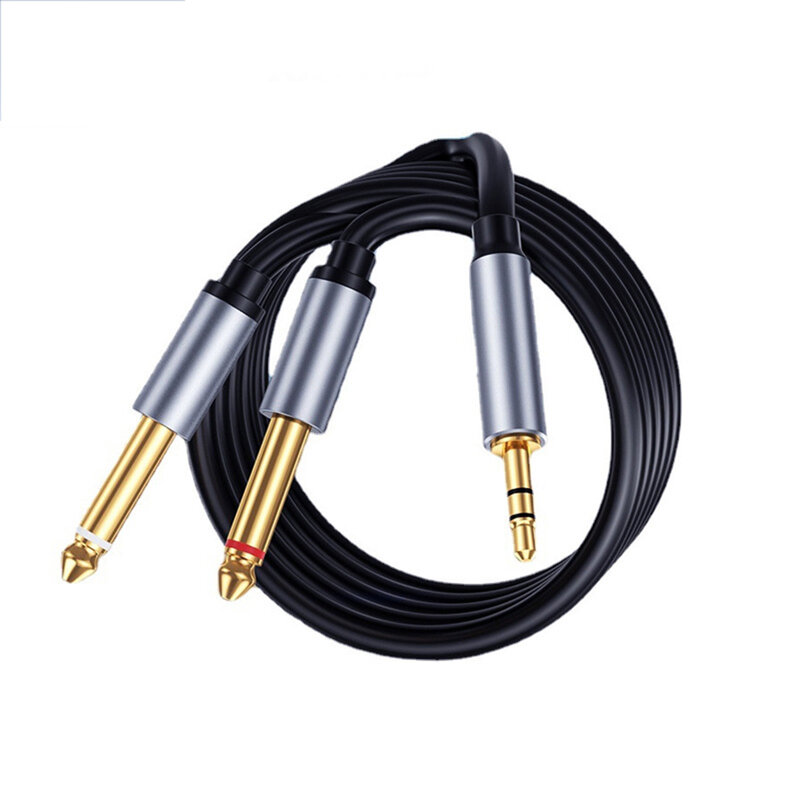 ORZERHOME 3.5mm do podwójnego kabla Audio 6.5mm Stereo Aux Wire Mono Y-Splitter 1/8 "TRS do podwójnego 6.35mm 1/4" TS Jack przewód Aux