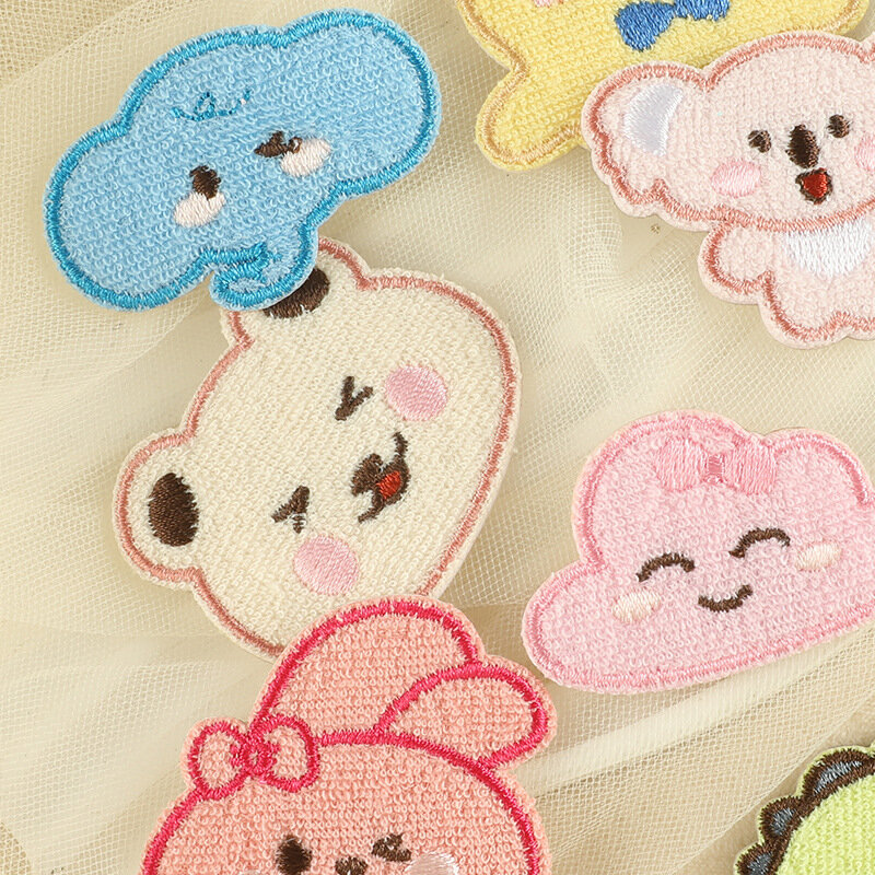 2024 New Cartoon Embroidery Patches DIY Animal Rabbit Frog Stickers Self-adhesive Badges Fabric Emblem Clothing Bag Accessories