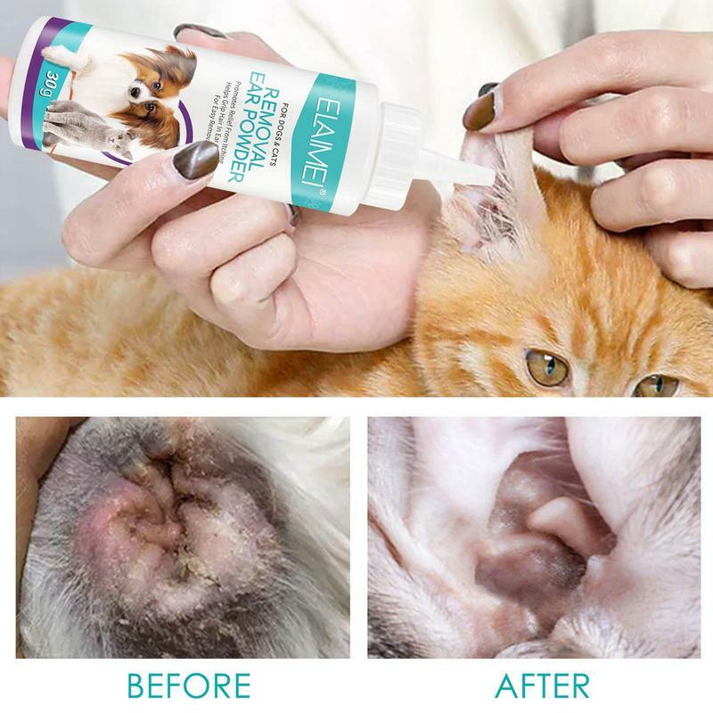 Polvo de depilación indoloro para mascotas, limpiador de oídos para el cuidado de la salud de mascotas, eliminación de olores, accesorios para perros