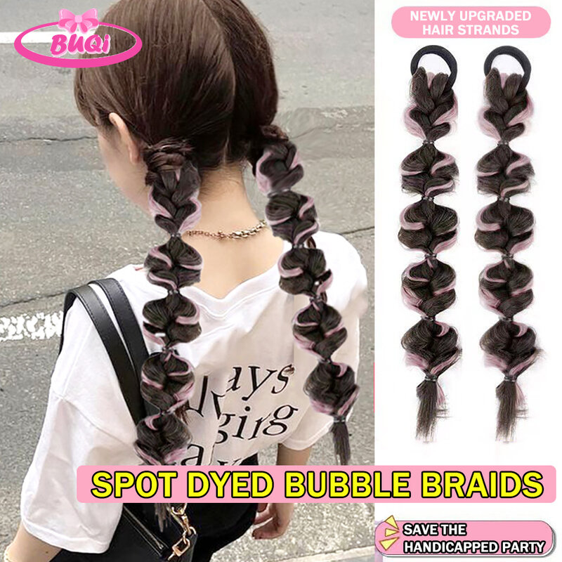 BUQI Synthetic Drawstraing Ponytail Extension Rubber Band Braided Twis Braid Hair Accessories Fake False Ponytails For Women