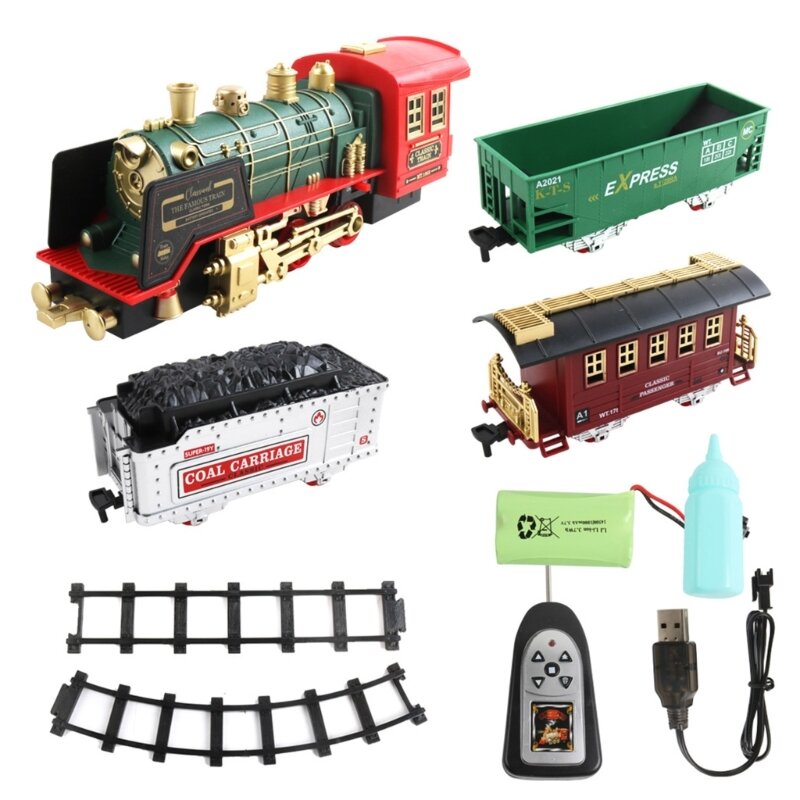 Lernspielzeug, ferngesteuerter Eisenbahnwagen mit Musik und blinkenden Lichtern. Spannendes ferngesteuertes Eisenbahnwagen-Set