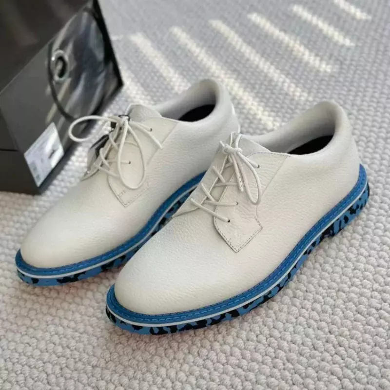 Sapato de golfe impermeável masculino, calçado desportivo casual branco, antiderrapante, leve e respirável