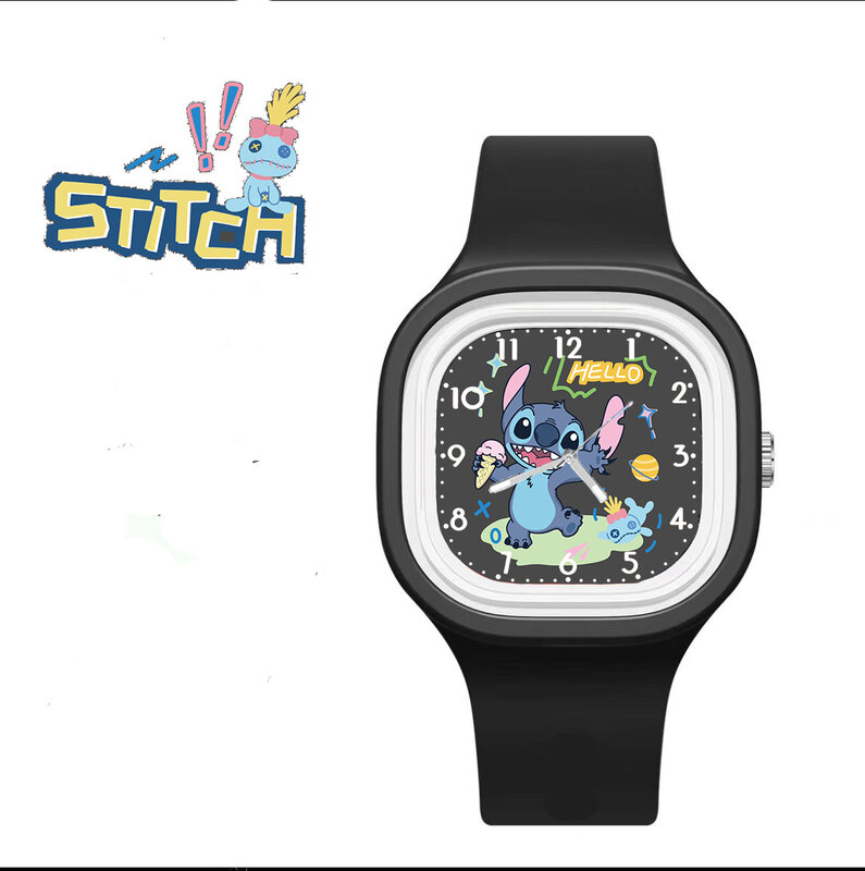 Jam tangan silikon anak lelaki perempuan, karakter Anime Stitch, Mickey Stitch, jam tangan olahraga anak-anak hadiah ulang tahun