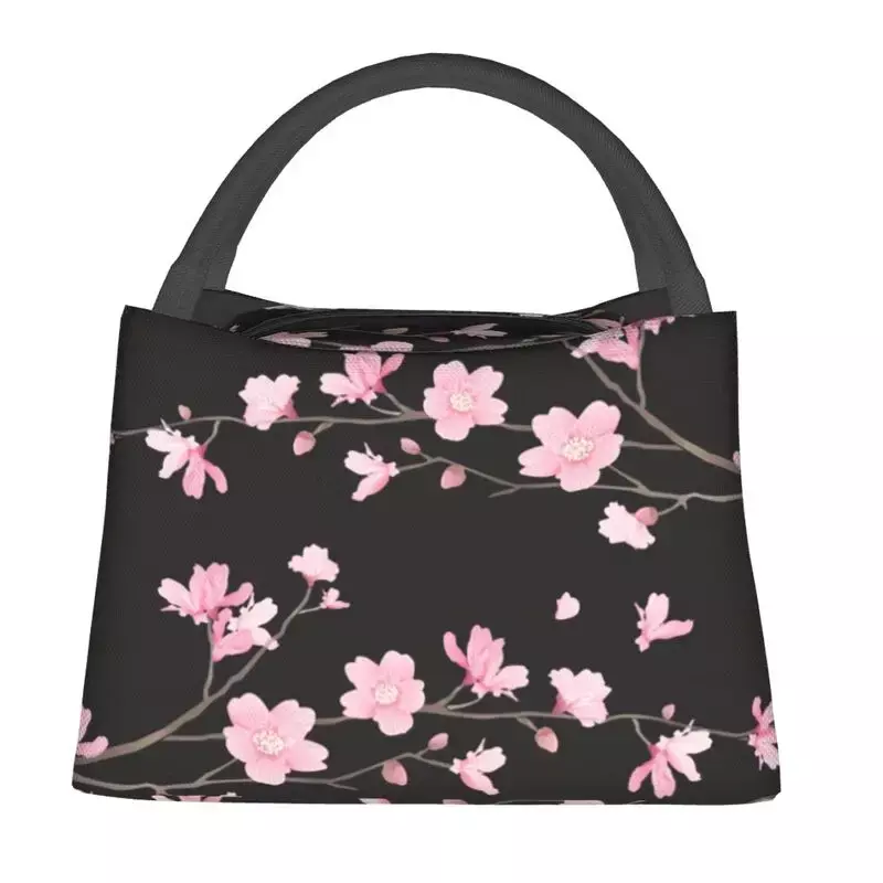 Cherry Blossom Insulated Lunch Tote Bag for Women Sakura Cherry Blossom Cherry Portable Thermal Cooler Food Lunch Box Travel