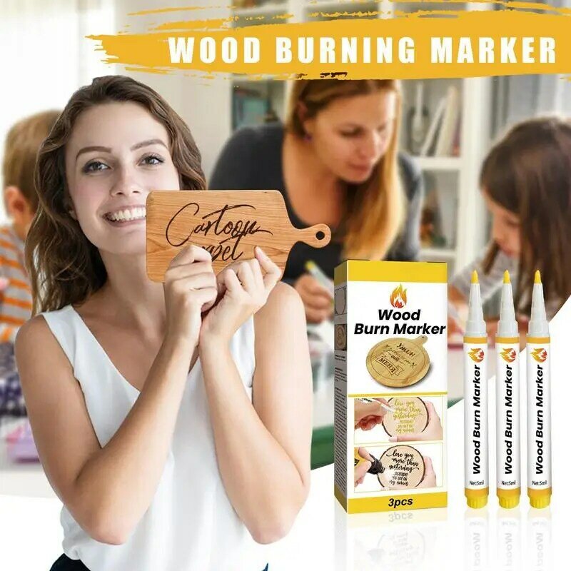 Marker Scorch Pen 3 szt. 5 ml długopis do wypalania drewna DIY narzędzia do szybkiego wykonania kreatywne markery do drewna dla artystów początkujących rzemiosło
