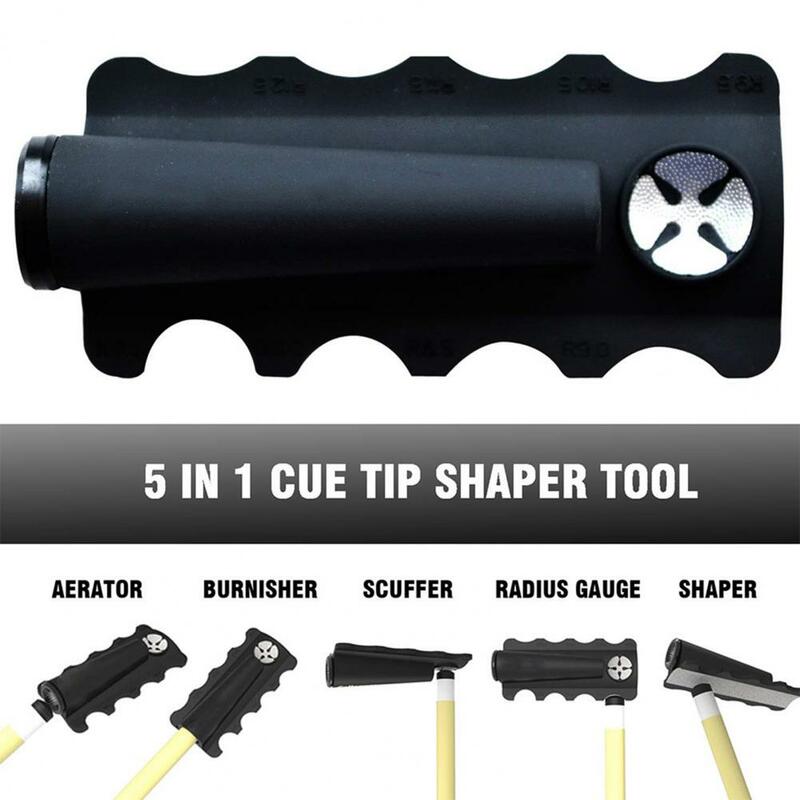 Cue Tip Shaper niezawodne narzędzie do naprawy kija bilardowego kompaktowe przenośne narzędzie do naprawy kija bilardowego 5 w 1, łatwe w użyciu do kształtowania