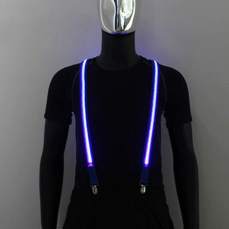 LED Strap Clip Cosplay Supplies Festival Costume Party Performance Hanging Pants Luminous Bow Tie Suspenders Set