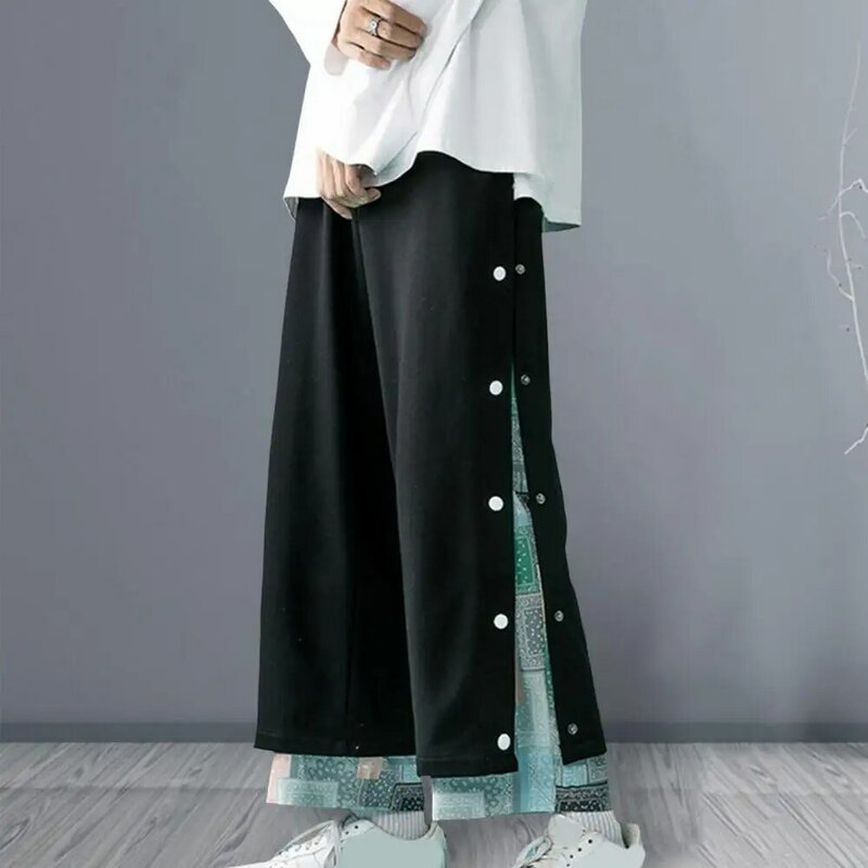 Harajuku Casual szerokie spodnie męskie w stylu Streetwear patchworkowe spodnie dresowe wiosenno-jesienne spodnie do kostek dla mężczyzn
