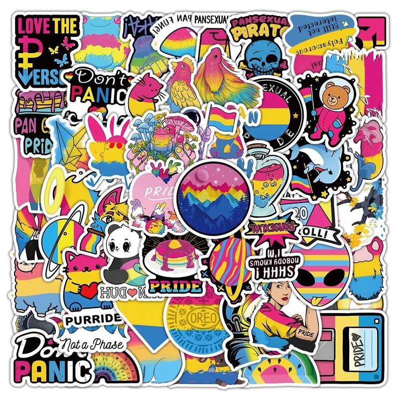 10/30/60pcs Pansexual Pride Graffiti Stickers Cartoon Rainbow LGBT decalcomanie decorazione fai da te Laptop chitarra Notebook casco giocattoli per bambini