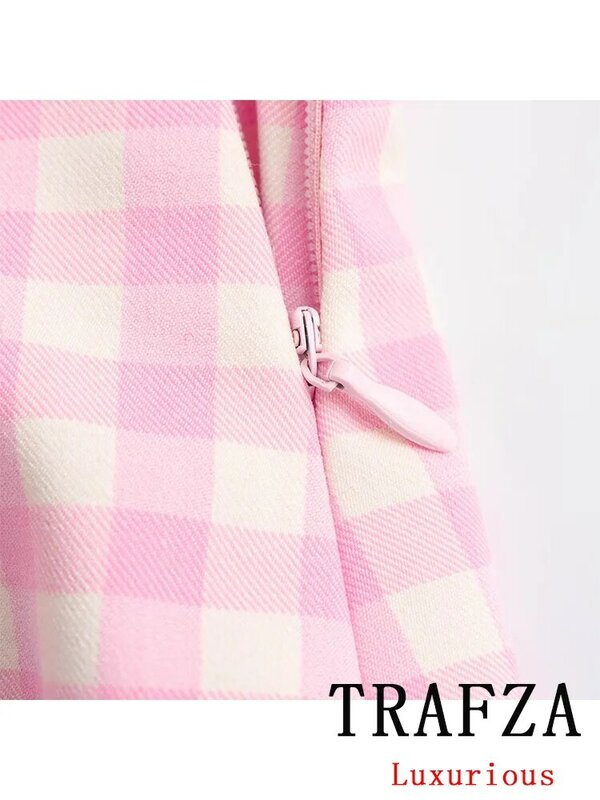 TRAFZA-Mini saia chique vintage casual feminina, monocromática, assimetria, curta, fina, reta, streetwear de moda, primavera, 2021