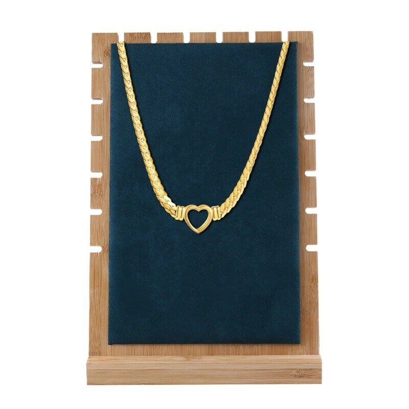 1 Piece Necklace Display Stand Bamboo Necklace Holder Pendant Organizer Jewelry Display For Countertop With Detachable Base