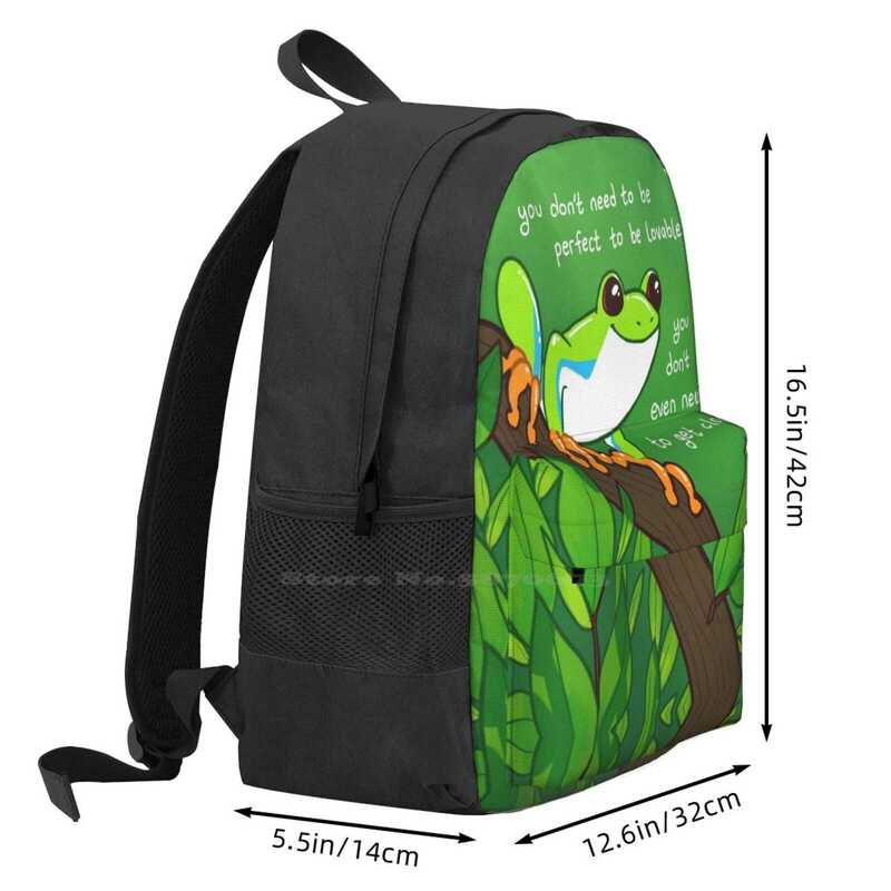 " You Don't Need To Be Perfect To Be Lovable " Tree Frog Hot Sale Backpack Fashion Bags Mental Health Relationships Self Love