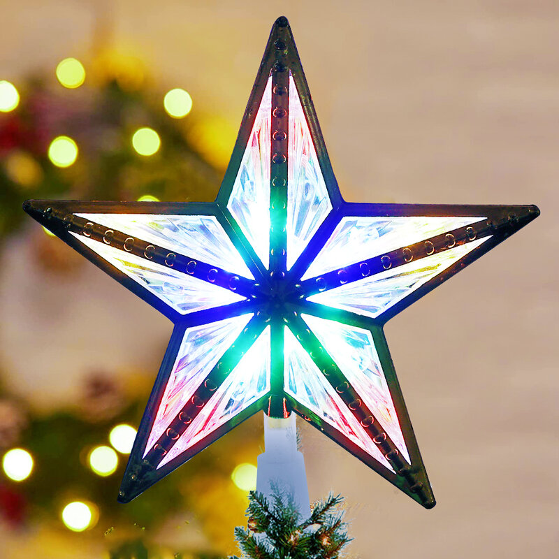 Christma luzes led árvore de natal topper cinco pontas estrela guirlanda luzes de fadas casa árvore de natal 2023 ano novo decoração presentes