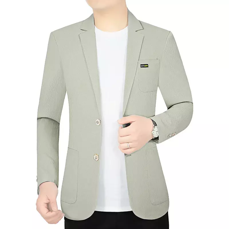 Jaket blazer cepat kering pria, blazer jaket bisnis kasual kualitas tinggi untuk lelaki 4XL musim panas