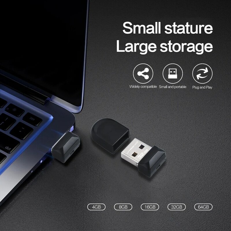 Wansenda-100% 전체 용량 USB 플래시 드라이브 초소형 펜드라이브, 64GB 32GB 16GB 8GB 4GB 방수 USB 메모리 스틱