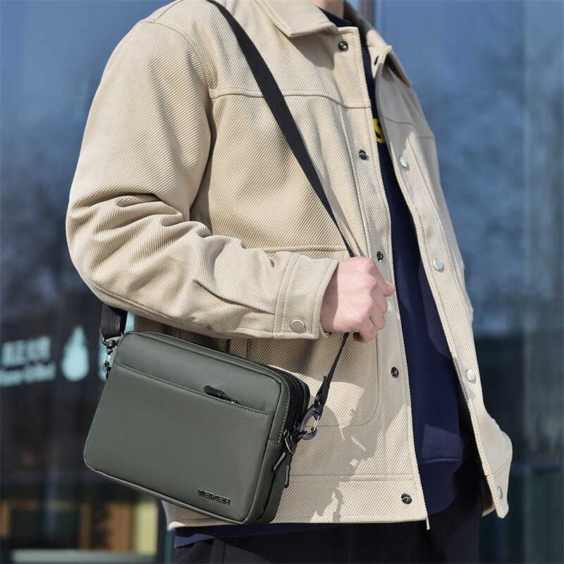 Men's Business Shoulder Bag Fashion Casual Solid Color Large Capacity High Quality Oxford Waterproof Multifunctional Bag leather