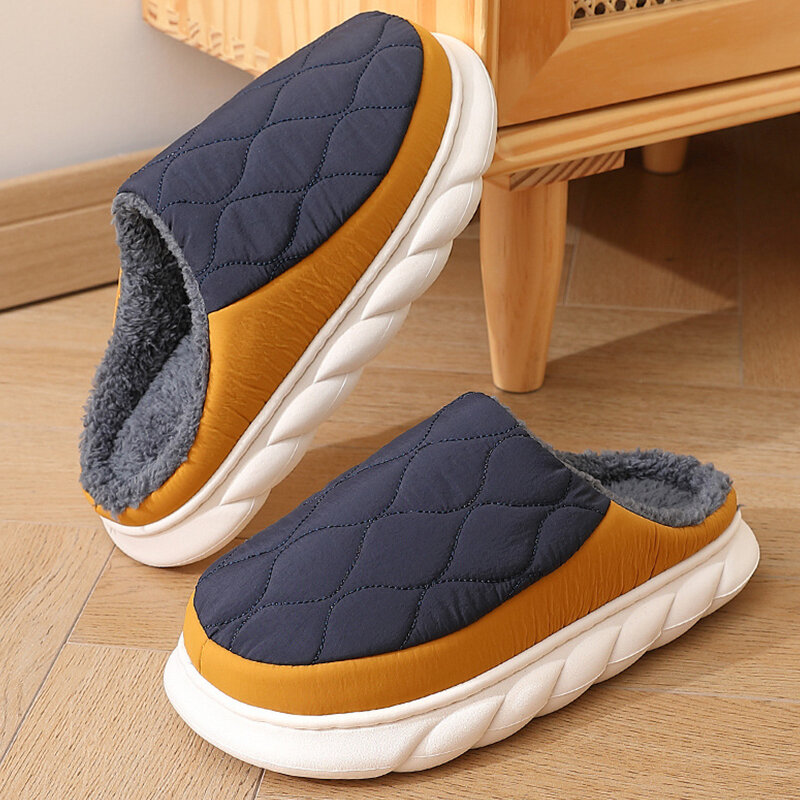 Bebealy Men Shoes Fur Women Slippers Winter House Shoes For Women Indoor Plush Warm Women Shoes 2024 Casual Home Shoes For Men