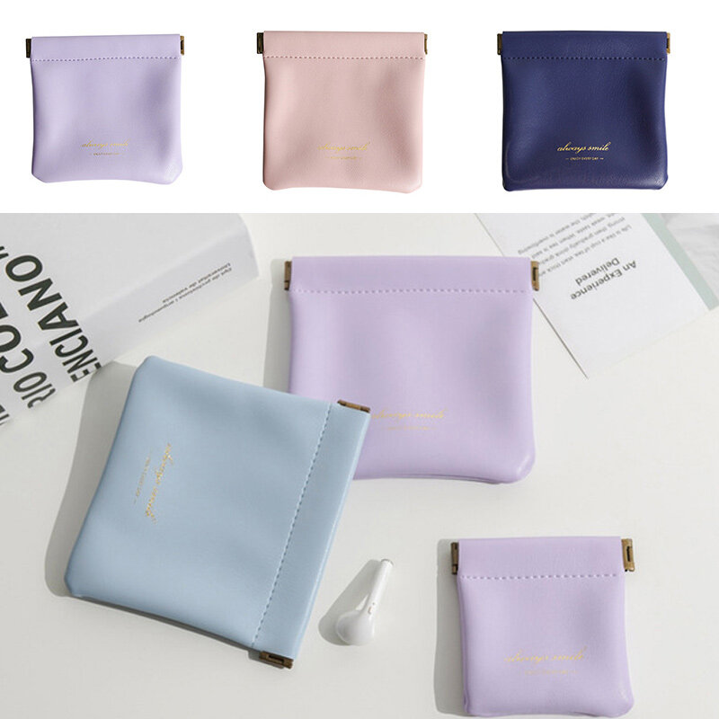 Portamonete portatile Unisex in pelle PU borsa per auricolari piccola Organizer per cuffie Mini borsa portaoggetti per cambio rossetto cosmetico vari