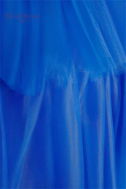 Koningsblauwe Tule Rokken Vrouwen Elastische Taille Hi-Low Vrouwelijke Gelaagde Pluizige Prinses Speciale Gelegenheid Huwelijksfeest Tutu Rok
