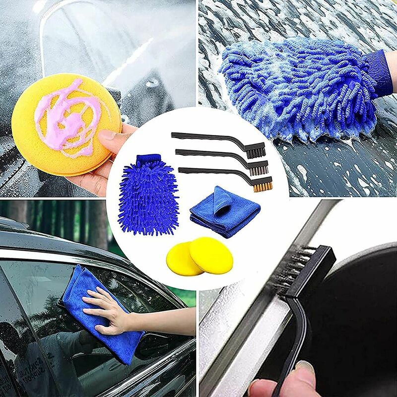 17 pçs escovas de limpeza do carro escova de broca de purificador de energia para o carro de couro aberturas de ar borda limpeza sujeira poeira limpo ferramentas