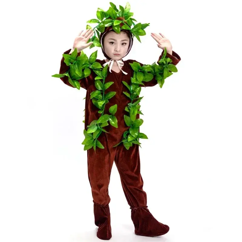 子供のための緑の木のパフォーマンス服、子供のためのハロウィーンの衣装、植物のコスプレ、クリスマスツリー、パーティーウェア
