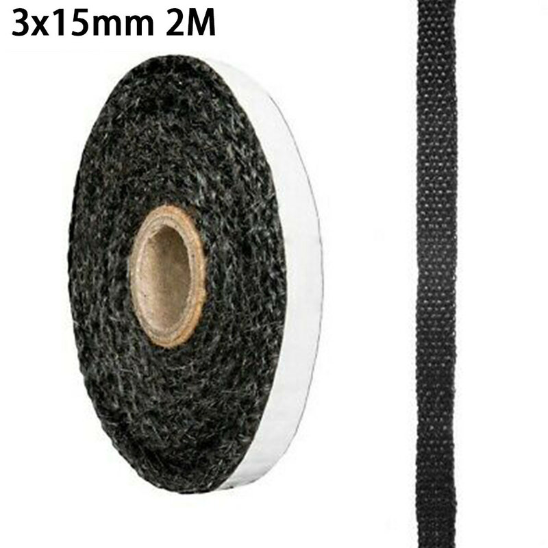 2M Black Flat Stove Rope Self Adhesive Glass Seal Stove Fire Rope 3x10/15mm Furnace Kiln Oven Door Seals Bulbs For Tadpole Seals