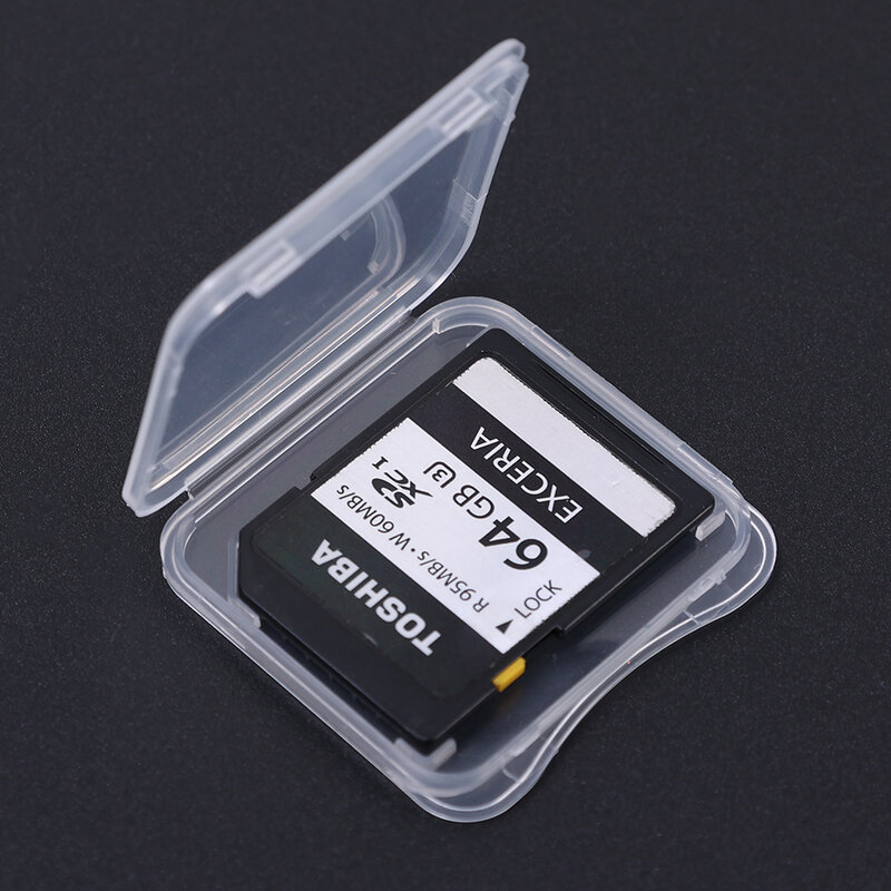 Tf/SDカード用の透明な収納ボックス,1〜20個,クリーニングケース,防塵,クリア