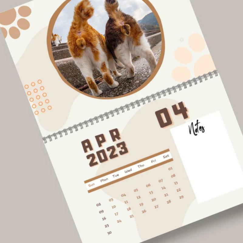 Kalender bola mentega kucing, baru 2023 hewan kucing kalender dekorasi rumah ruang tamu hadiah Natal Tahun Baru untuk pecinta kucing