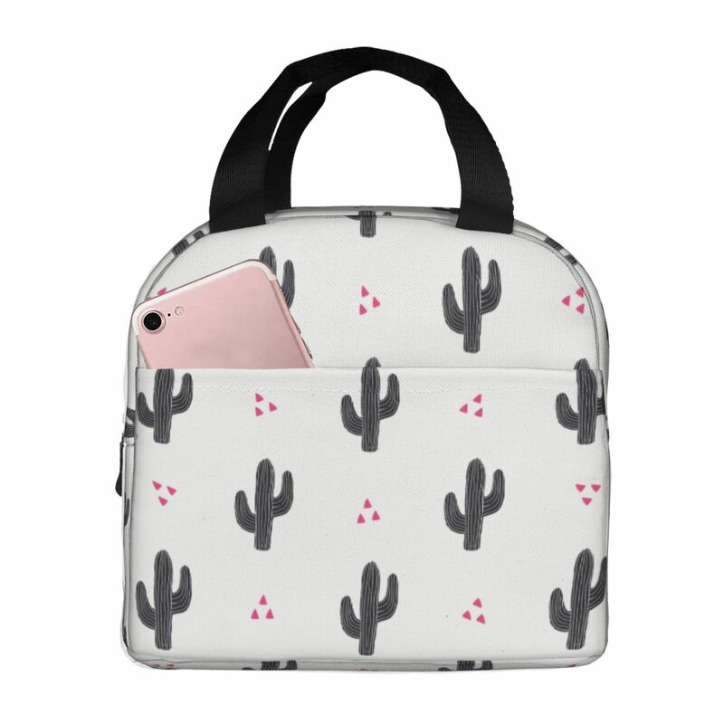 Cactus Lunch Bag Portable Insulated Oxford Cooler Cute Thermal Picnic Tote for Women Children