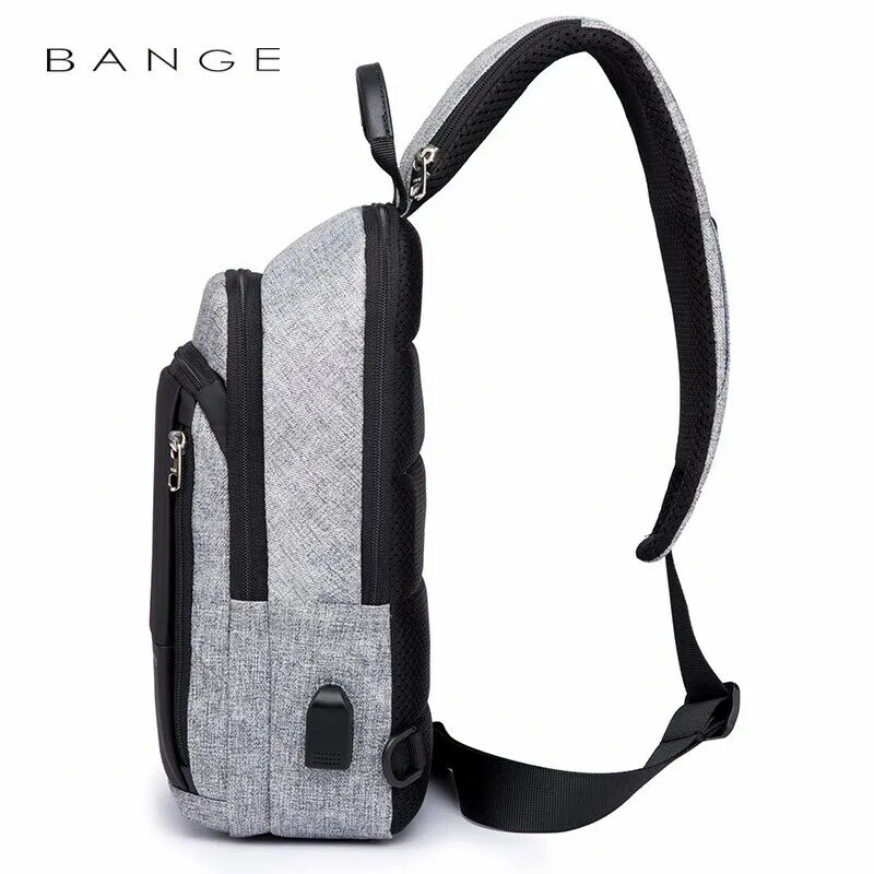 BANGE Multi-function Crossbody Bag Men USB Charging Port Messengers Pack Waterproof Shoulder Bags Business Chest Bag