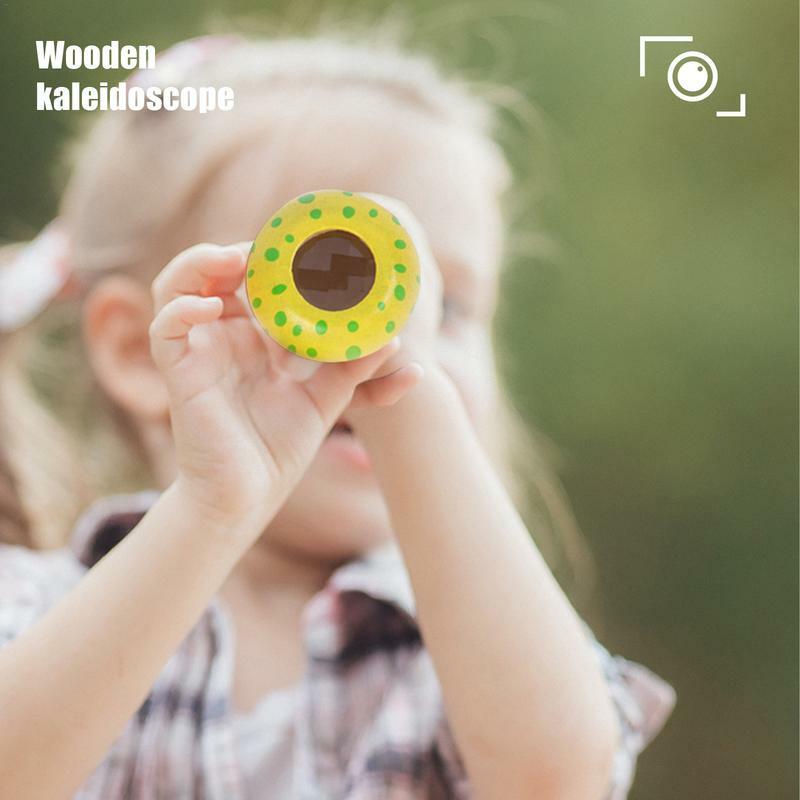Kaléidoscope en bois naturel pour enfants, jouets rétro portables, télescope mignon, pièce plus lente, tout-petit