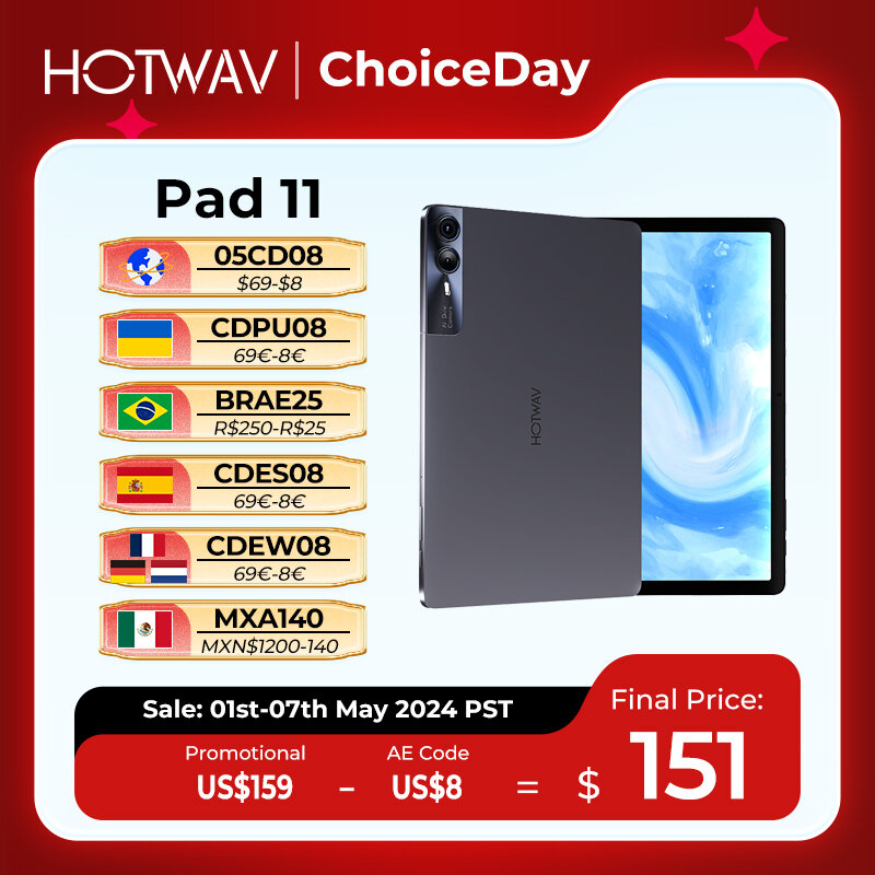 [World Premeire] HOTWAV Pad 11 Tablet 11 ''2K Display 8000mAh batteria PC Mode Pad 12(6 + 6)GB RAM 256GB ROM Widevine L1 Tablet PC