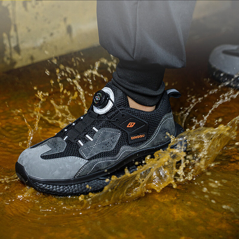 Nowe męskie ochronne buty robocze dla przemysłowych antypoślizgowych buty do pracy stalowych noski odporne na przebicie niezniszczalne trampki męskie