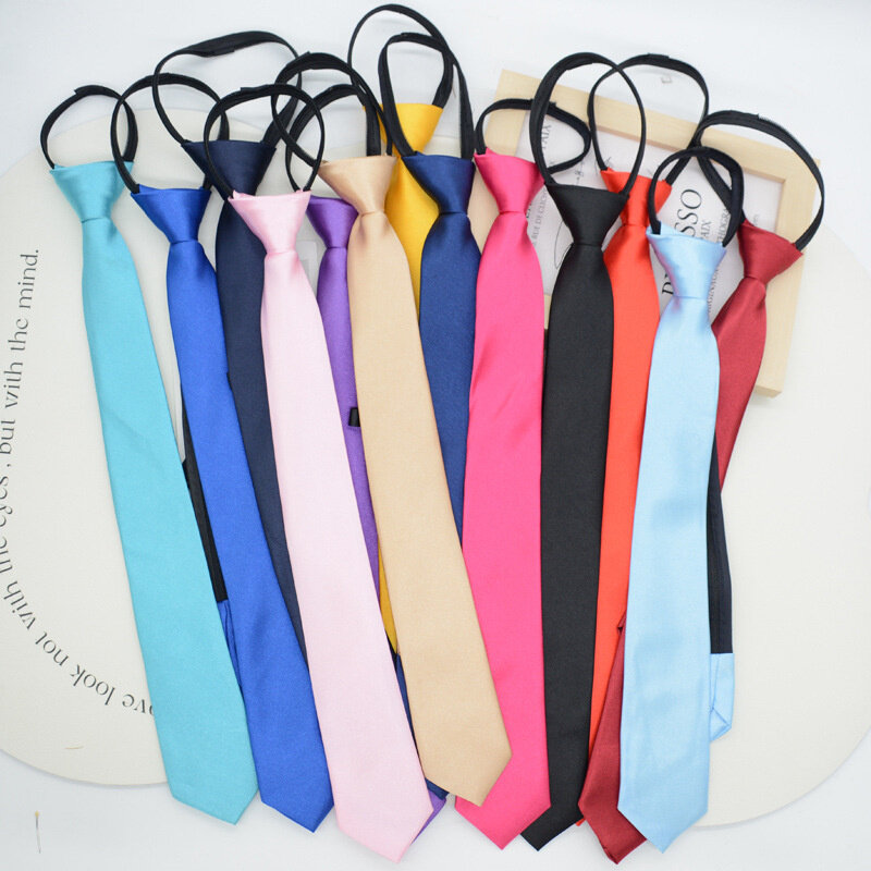 5cm 38cm cravatte semplici per le donne cravatte nere poliestere stretto cerniera cravatta Skinny ragazze cravatte pigre matrimonio Casual cravatta cravatta