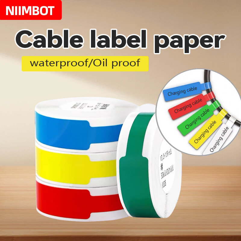 Niimbot 미니 스마트 휴대용 프린터 열 케이블 스티커, 자체 접착 방수 식별 섬유 태그, D101, D11, D110, H1 용