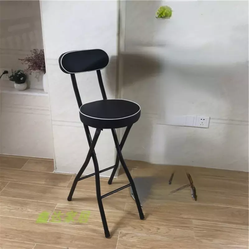 Foldable Bar Chairs Modern Simple Bar Stool for Home Cash Register Portable High Chair with Backrest Stool