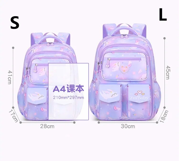Orthopedic Primary School Bags for Girls Gradient Color Grades 1-3-6 Children 2 Sizs Backpack Large Capacity Kids Rucksack 2024