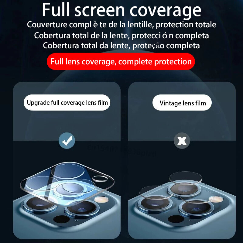 Película de vidrio de protección de lente de cámara HD para iPhone 14 15 Pro Max 15 Plus, Protector de lente de cubierta completa para iPhone 13 11 12 PRO MAX Mini