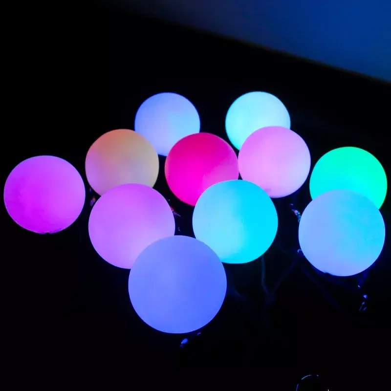 Dança do Ventre RGB Glow LED Balls, LED POI Lançado Bolas para Dança do Ventre, Hand Props, Stage Performance Acessórios, 1 Par, 1Pc