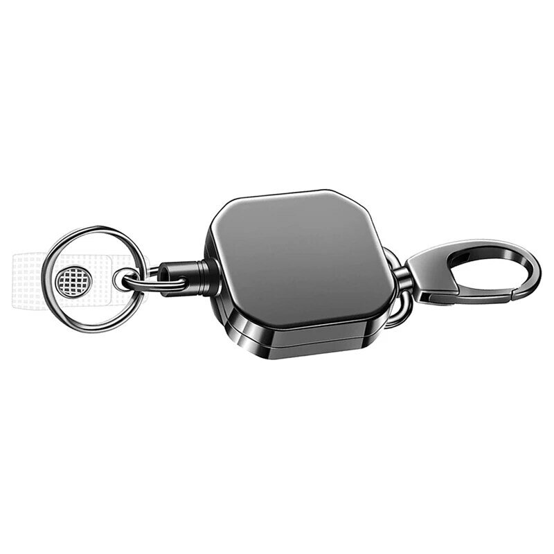 5X Heavy Duty Metal Retractable Carabiner Keychain Belt Badge Reels Clip 28.3Inch Reinforced Steel Wire Cord
