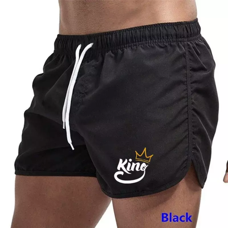 Pantalones cortos deportivos con estampado de rey para hombre, pantalones de playa de secado rápido, pantalones cortos de playa
