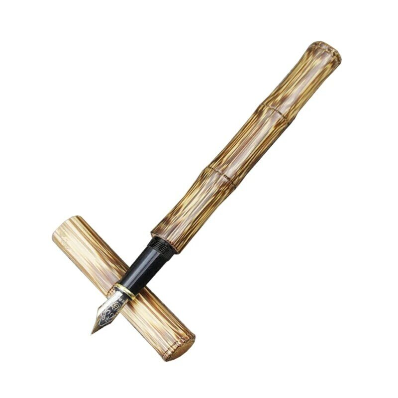 Caneta-tinteiro bambu com ponta 0,5 mm para crianças adultos praticando caligrafia escrita