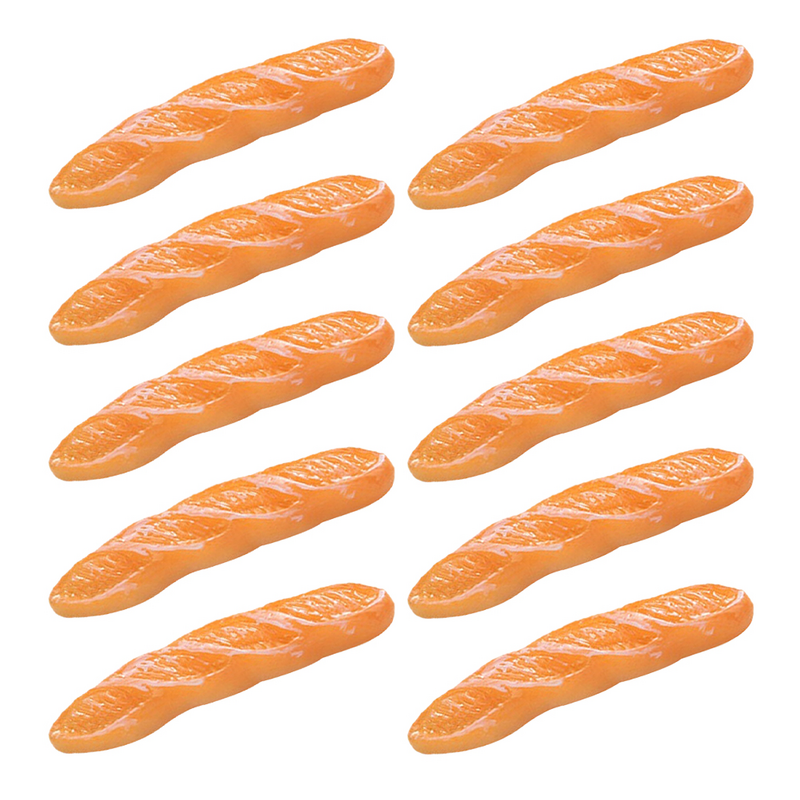 10ชิ้นเลียนแบบขนมปังปลอมแบบยาวของตกแต่งในบ้านขนาดเล็กสำหรับร้านของเล่นอีพ็อกซี่