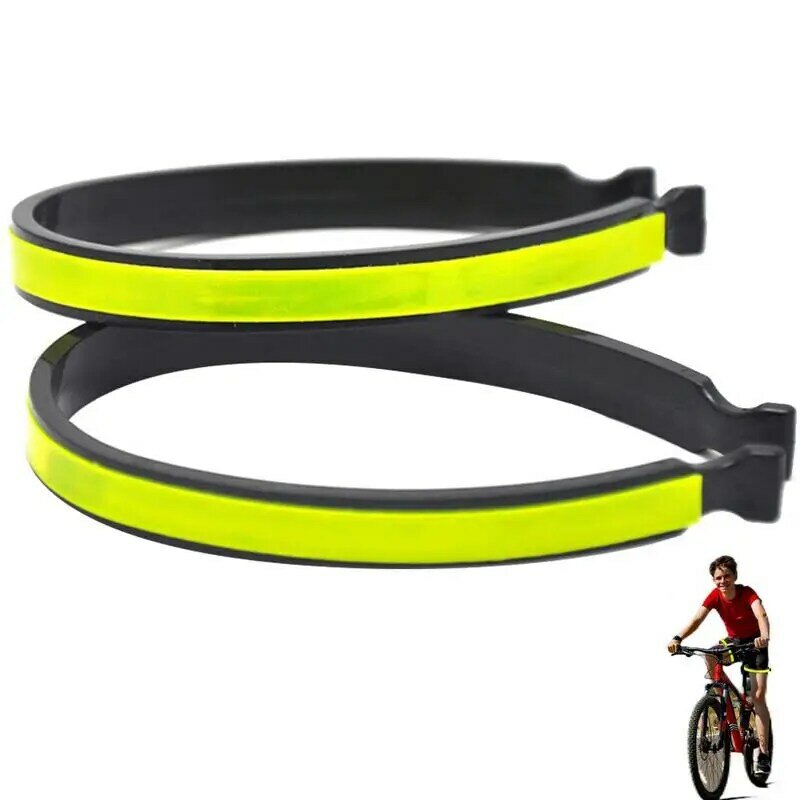 2Pcs Cycling Reflective Trouser Clips Safety Strips Outdoor Cycling Ankle Leg Bike High Visibility Bicycle Pants Windproof Clip