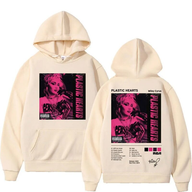 Singer Miley Cyrus Music Album Print Hoodie Men's Women High Street Fashion Trend Sweatshirts Casual Vintage Oversized Hoodies